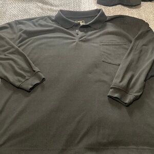 Mens long sleeve black polo with pocket size 2xB
